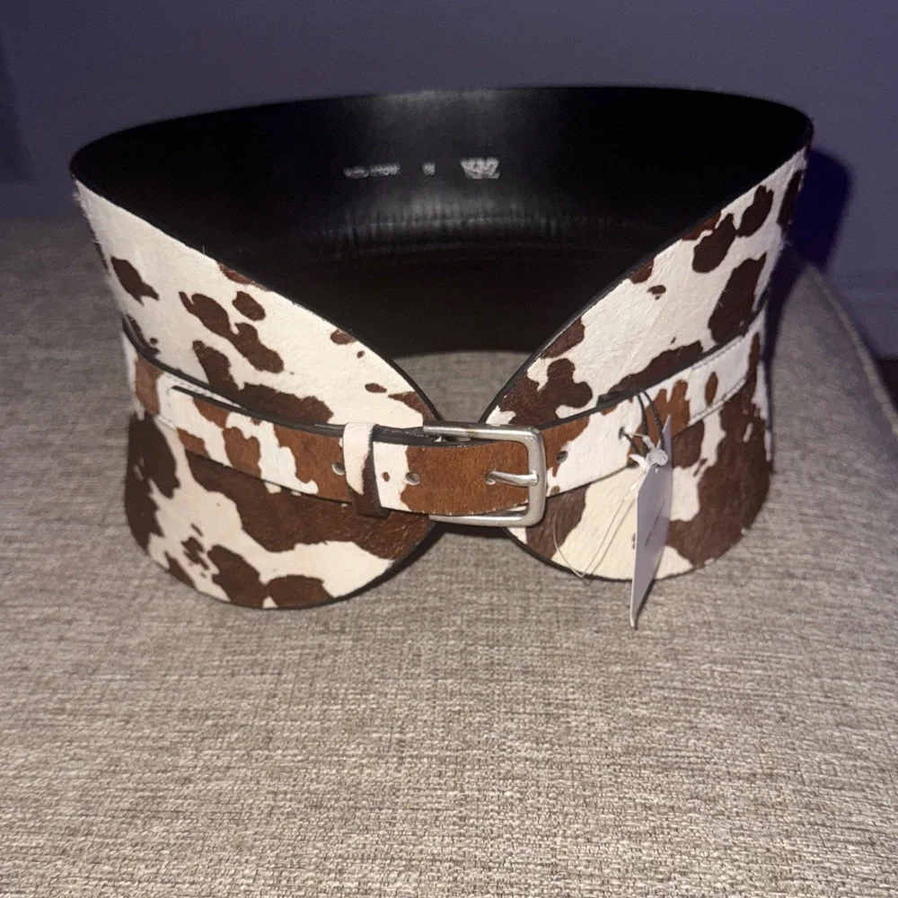 ZARA Leather Cow Print Sash Belt - Price Firm - Picture 2 of 6